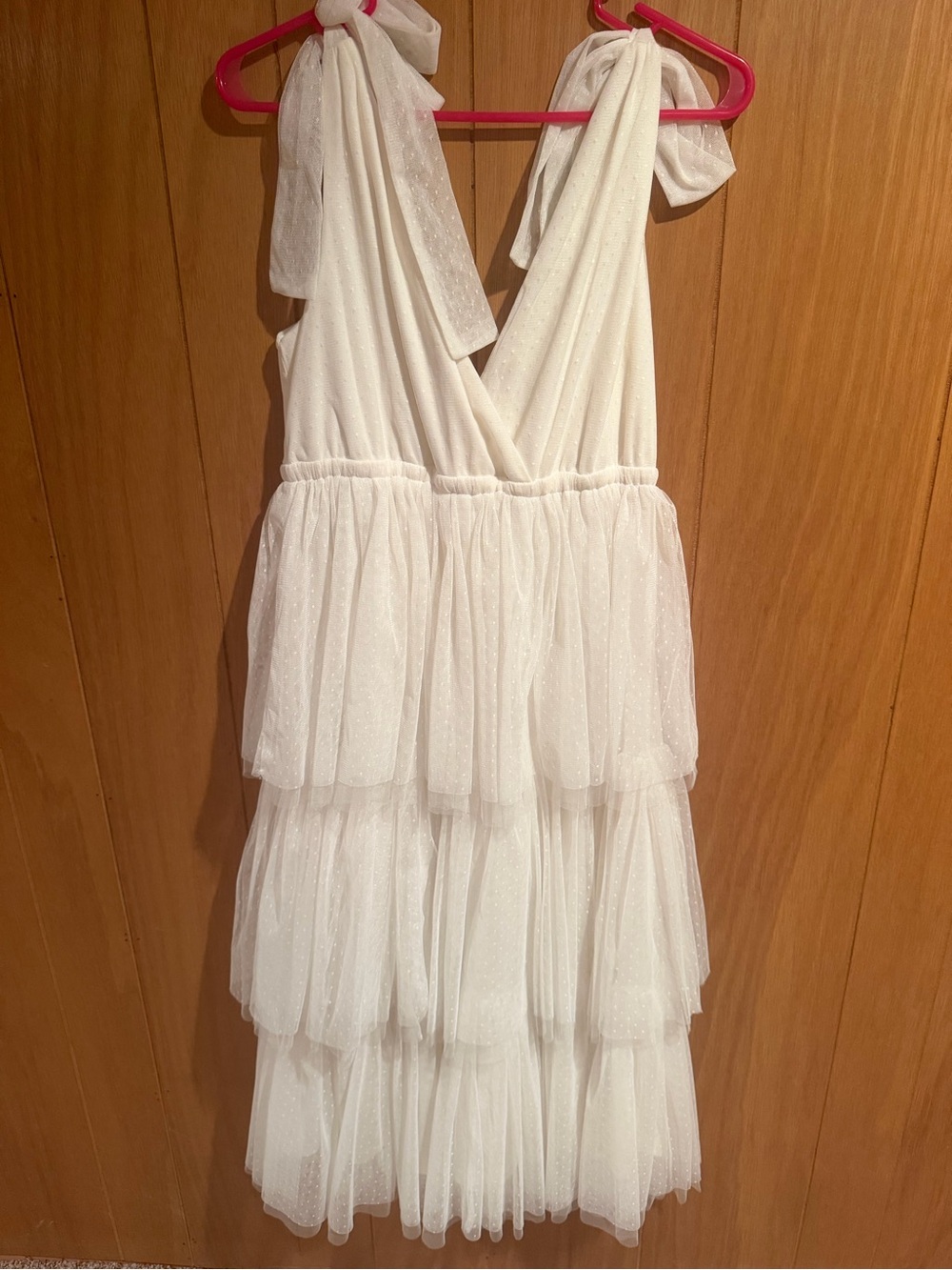 Baltic Born WHITE Tiered Strapless Tulle Dress with Tie Straps